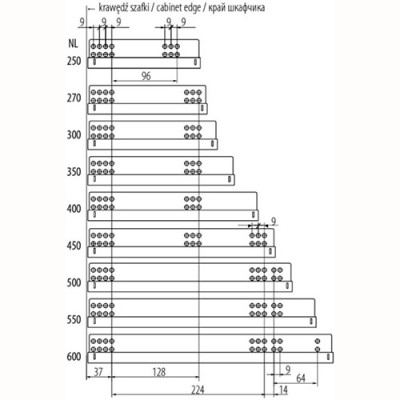 Направляющая MODERN SLIDE (30 кг) ч/в с доводчиком 400 мм GTV ( для 18 мм )