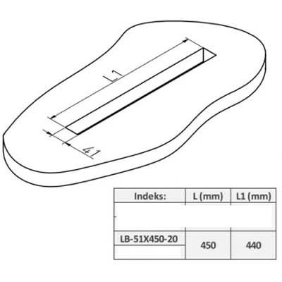 Пропуск для кабеля MERIDA черный (прямоугольный) 51*450