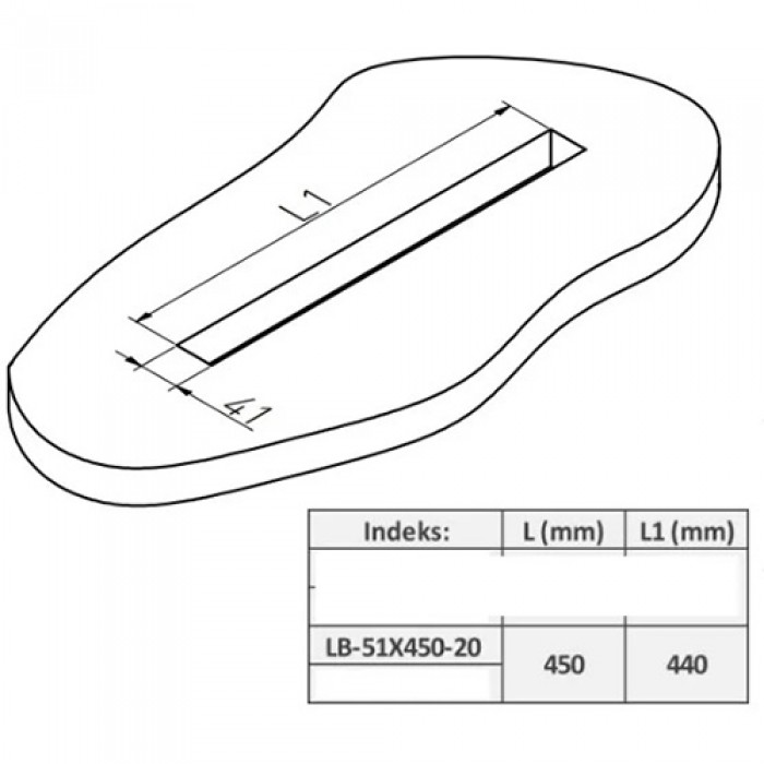 Пропуск для кабеля MERIDA черный (прямоугольный) 51*450