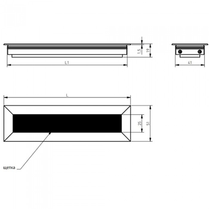 Пропуск для кабеля MERIDA черный (прямоугольный) 51*450
