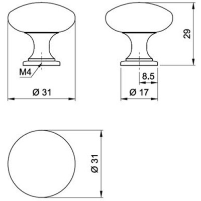 Ручка-кнопка GP1608  хром матовый