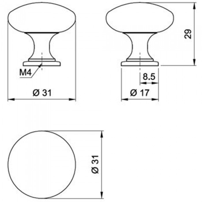 Ручка-кнопка GP1608  хром матовый
