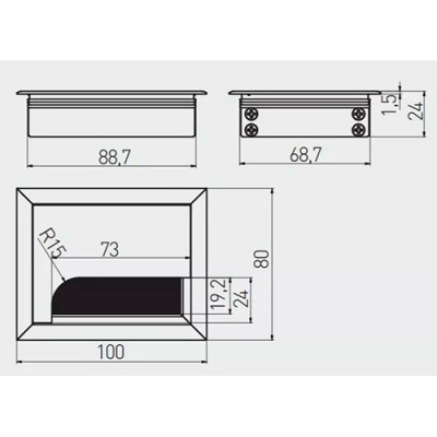 Пропуск для кабеля MERIDA алюминий (прямоугольный) 80*100