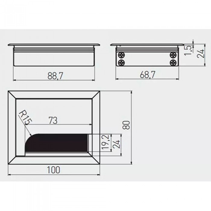 Пропуск для кабеля MERIDA алюминий (прямоугольный) 80*100