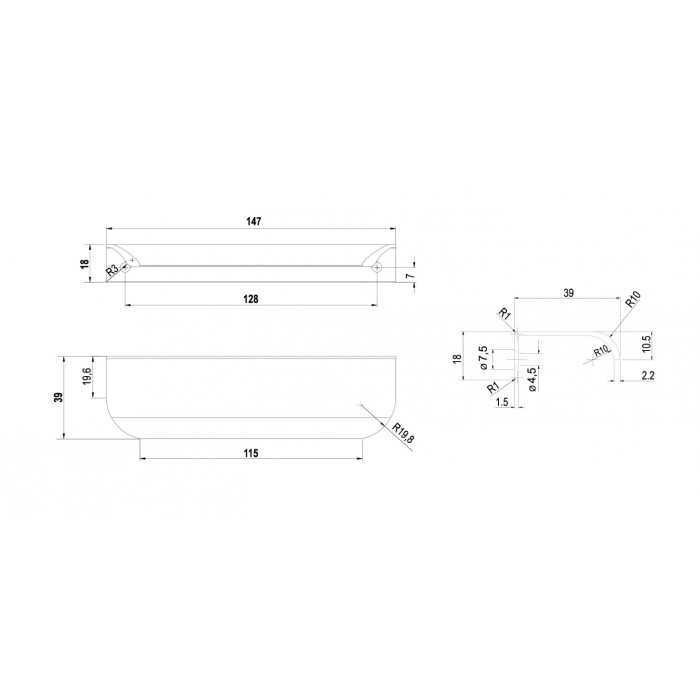 Мебельная ручка MONTE RT110BL.1/128/150
