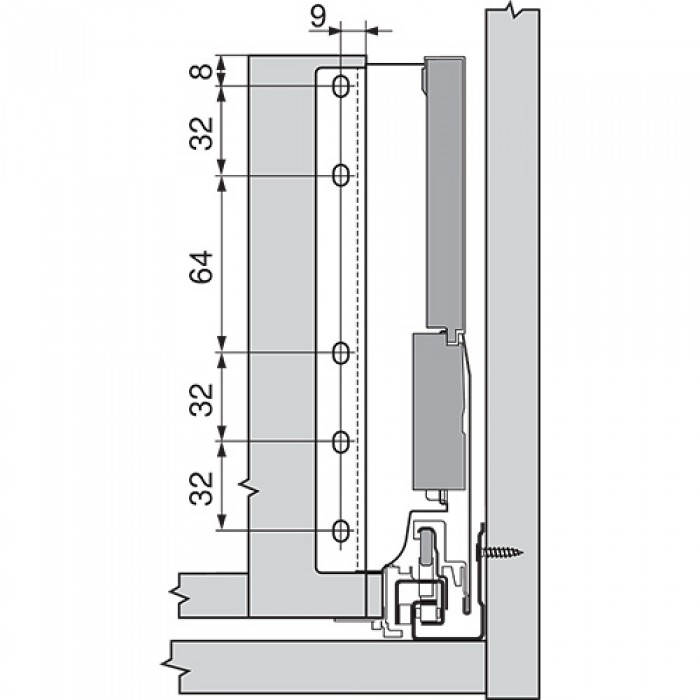 _Antaro держатель задней стенки высота D (224) левый белый (Z30D000S HO-R L V50SEIW)