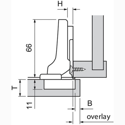 Петля d35 08 Clip top 100* БЕЗ пружины, полунакладная (70M2650.TLMB     V50  NI)