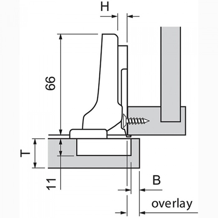 Петля d35 08 Clip top 100* БЕЗ пружины, полунакладная (70M2650.TLMB     V50  NI)