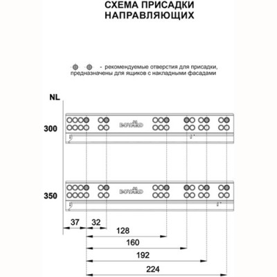 Направляющая DB8881 L350мм  скрытого монтажа Boyard полного выдвижения (4461)